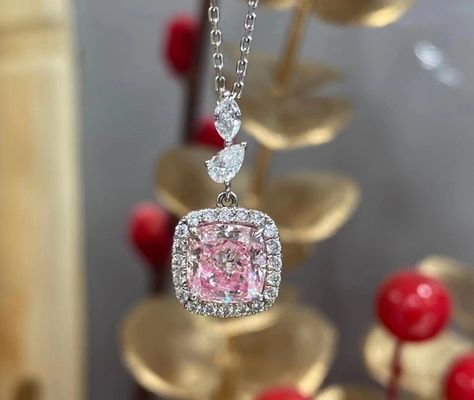 fertigen rosa Schnitt-Labor des Kissen-1.63ct GEGEN Weißgold Diamond Necklaces 18k Service besonders an