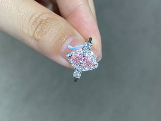 0.95ct Fantasie hellrosa Diamond Ring IGI bestätigte 18k Diamanten des Weißgold-VS2