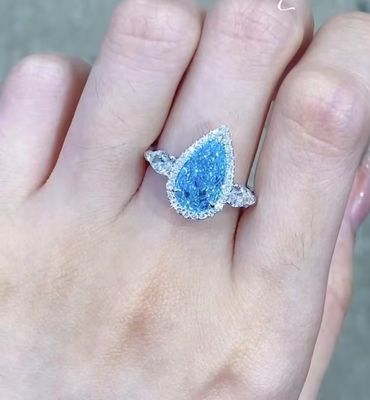 Birnen-Schnitt-Verpflichtung Ring Jewelry Weißgold 18K CVD Diamond Ring 2.32ct blaue