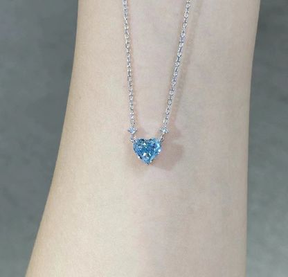 1.51ct Labor Diamant Schmuck Synthetik Cvd Blau Herz Schnitt Anhänger 18k Weißgold