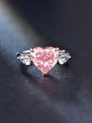 Große Größe Pink Lab Grown Diamant Ringe Herzform 4,19ct 18k Weißgold Ring