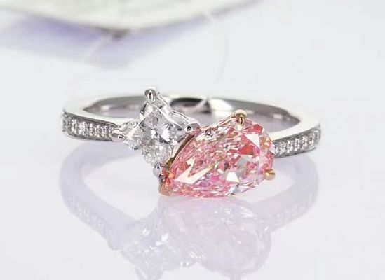 Verlobungsring Hochzeitsring Diamant Ring Labor geschaffen Farbige Diamanten Birne Vierblätterklee Schnitt
