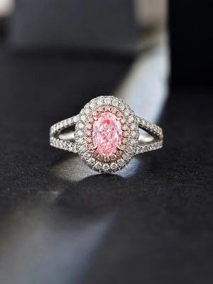0.89ct Labor erstellt synthetisch schick rosa CVD Diamant IGI zertifiziert 18K Weißgold Set Diamant Ring