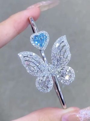 Kultivierter Diamant Schmetterling Armband Fancy Farbe Diamant Schmuck Ohrring Halskette