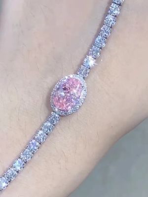 2.87ct Pink Diamant Tennis Armband Oval geschnitten Los synthetische Diamanten