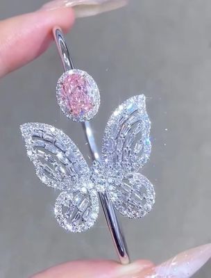 NGTC-zertifizierte Labor-gewachsene Diamant-Armbänder 1,97ct Oval rosa Diamant-Armband