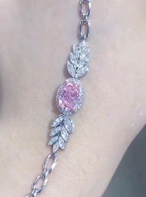 Oval geschnitten synthetisches Diamant-Tennis-Armband 2,72ct Pink Diamant-Armband Ovalform