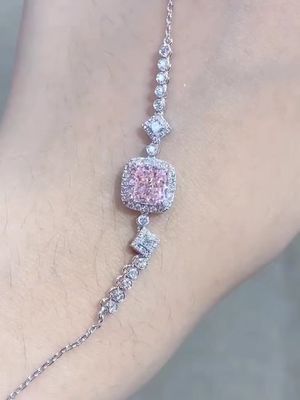 Kissen-Schnitt-Labor-Diamant-Armband, rosa, schicke Diamantfarbe, 1,52ct