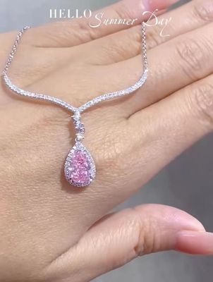 1.97ct Laborgewachsene Diamanten Anhänger Halskette Birnenschnitt Rosa Farbe individuell