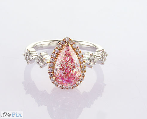 2.31ct Birnenschnitt Fancy Pink Lab Grown Diamond Halo Ring IGI Zertifiziert für Frauen Hochzeit
