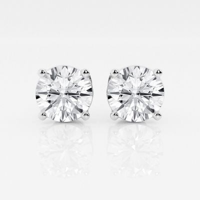 4 Klauen Ohrringe AU750 CVD DEF VS VVS Runder Laborgewachsener synthetischer Diamant IGI zertifiziert