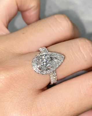 Zweibänder Birne Diamantring Verlobungsring Hochzeitslabor Wachstum Diamantringe