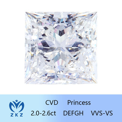 IGI-zertifizierter Prinzessin-Schnitt-Labor-Diamant als gewachsener CVD-Synthetischer Diamant 2ct-2.6ct Fabrik-Direktverkauf