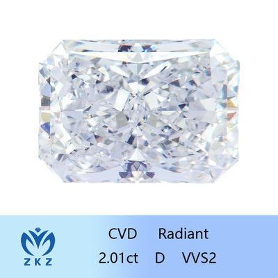 Radiant Cut 2ct als angebaute CVD Lab angebaute weiße Diamanten mit IGI-Zertifizierung