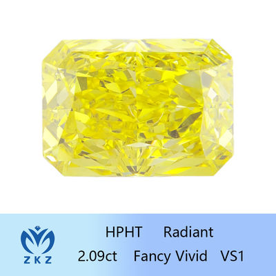 HPHT fantastischer klarer gelber Diamond Man Made Radiant Cut 2.09ct IGI bescheinigte