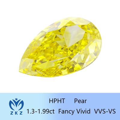 1.3ct-1.99ct HPHT Pear Loose Lab erstellt Gelber Diamant mit IGI Zertifizierung