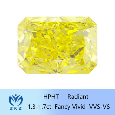 Radiante Form HPHT Laborgewachsener gelber Diamant 1,3ct-1,7ct IGI-zertifiziert