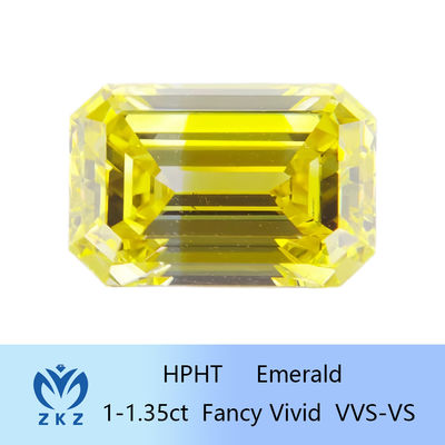 HPHT Smaragd Schnitt Man Made Gelb Labor Diamanten 1ct-1.35ct Für Ringe