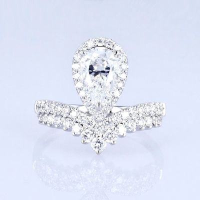 18k Birnenform Volldiamanten Frauen Ring Labor Erwachsener Diamant Ring Prinzessin Design Luxus Design