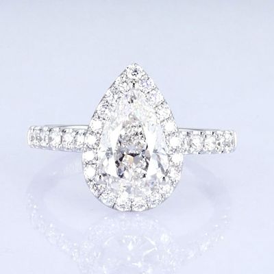 18k Birne rundum Voll Diamanten Frauen Ring Weiß Labor gewachsener Diamant Ring Schönes Design für Geschenke für die Party