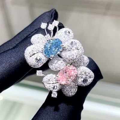 18k Oval Form Zwei Farben Stil Ring Labor Grown Pink Diamond Ring Luxus und exquisites Design Für Party Für Bankett