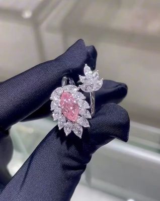Marquise CVD Lab Erwachsener Diamant Schmuck Rosa Diamant Ring 18k Weißgold Custom Schmuck