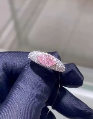 Marquise Lab gewachsenen Diamant Schmuck Pink CVD Diamant Ring 18k Weiß Gold bestehen den Test