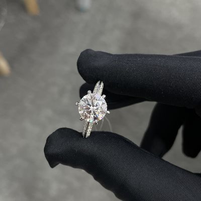 Laborgewachsene Diamantringe 3,01ct CVD Weiß F VS2 Halbland Stil Rund