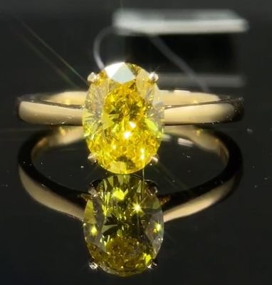1.59ct Labor Diamant Schmuck Oval geschnitten Diamant Ring Fancy lebhaft gelb Klassiker Stil